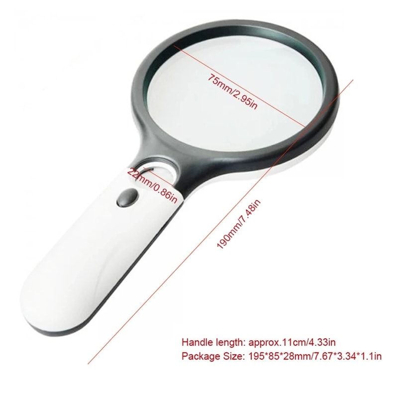 LED Handheld Magnifying Glass for Reading & Jewelry Inspection