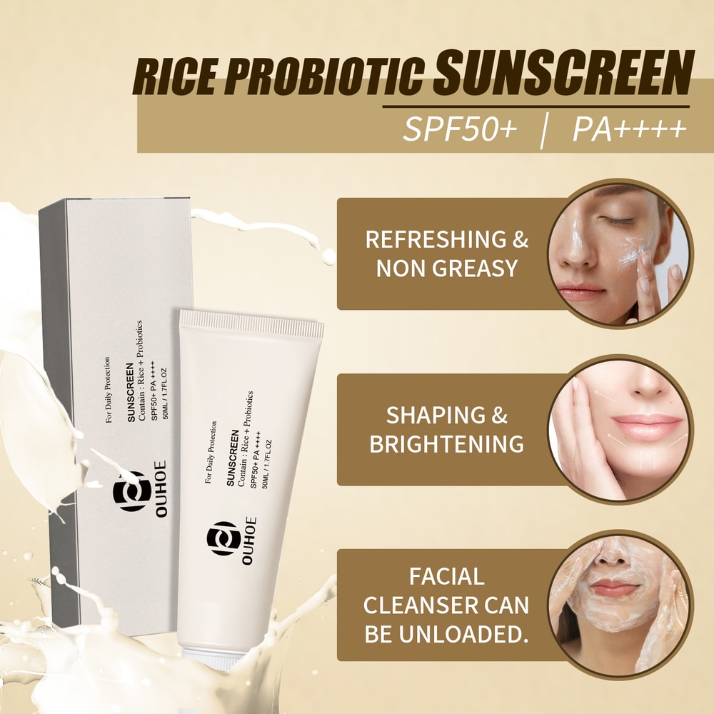 Rice Sunscreen SPF Moisturizing Sunblock Cream For Daily UV Protection 2