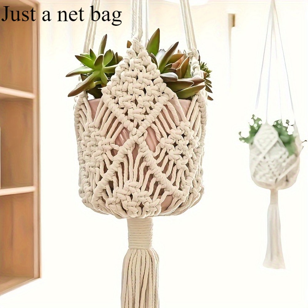 Boho Macrame Plant Hanger Indoor Outdoor Cotton Rope Hanging Basket Decor
