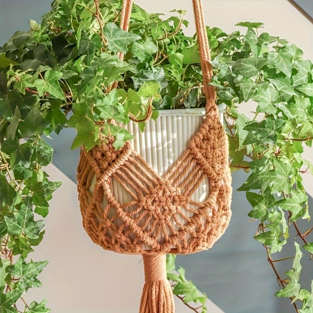 Boho Macrame Plant Hanger Indoor Outdoor Cotton Rope Hanging Basket Decor