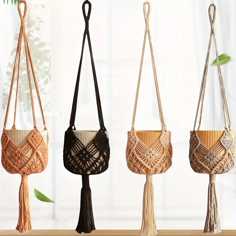 Boho Macrame Plant Hanger Cotton Rope Indoor Hanging Planter Basket 0