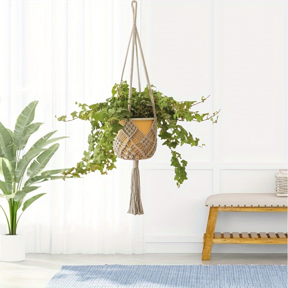Boho Macrame Plant Hanger Cotton Rope Indoor Hanging Planter Basket 3
