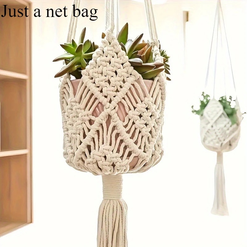 Boho Macrame Plant Hanger Cotton Rope Indoor Hanging Planter Basket 6