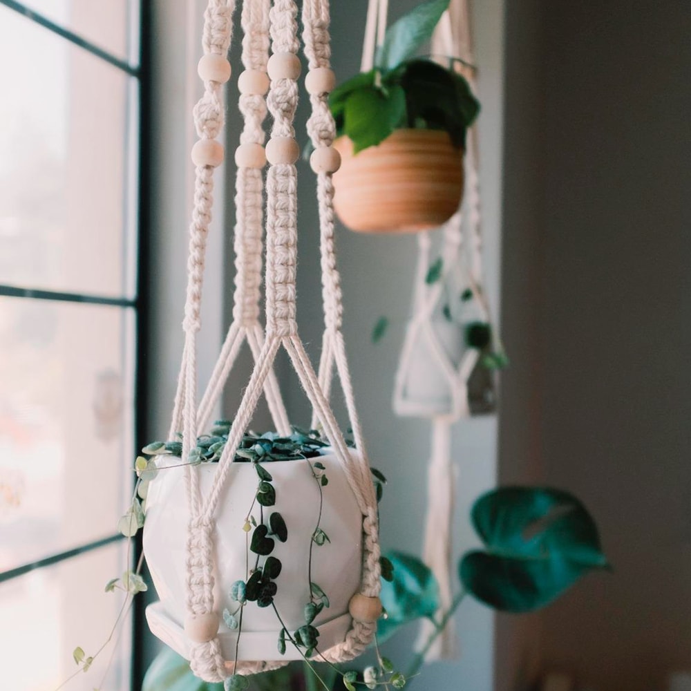 Boho Macrame Plant Hanger Hanging Basket For Indoor Outdoor Decor 2