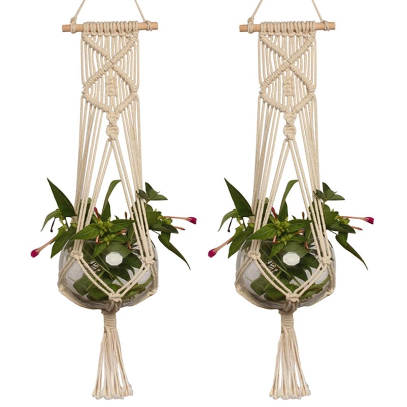 Handmade Macrame Plant Hanger For Wall Decor Indoor Outdoor Boho Hanging Planter 0