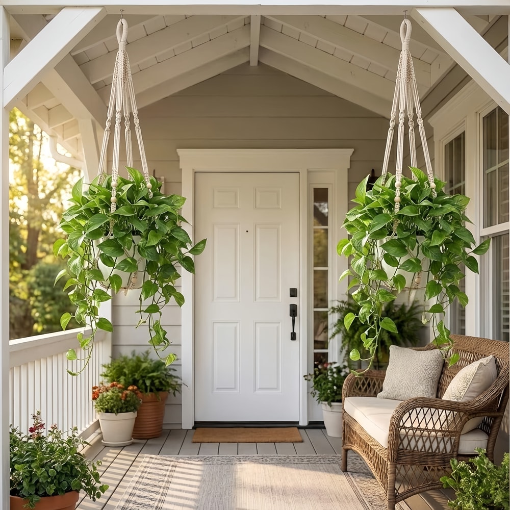 Macrame Plant Hanger With Wooden Beads Indoor Outdoor Hanging Planter Holder 2