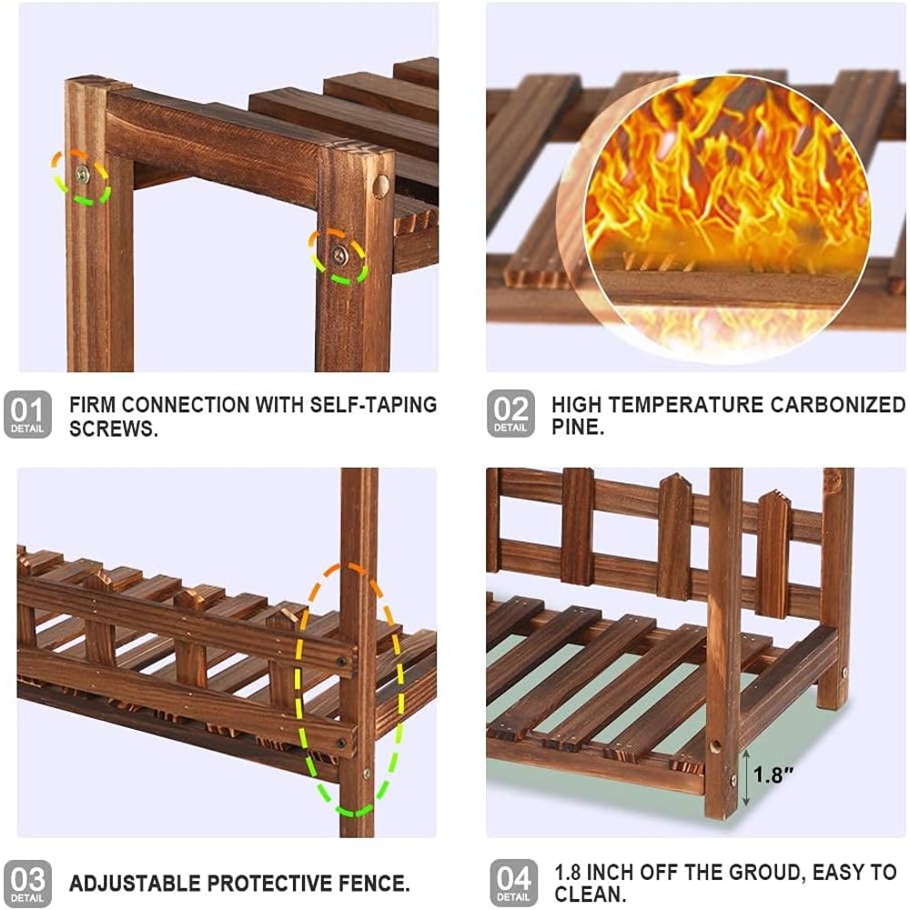 Tier Wooden Plant Stand Indoor Outdoor Space Saving Vertical Shelf