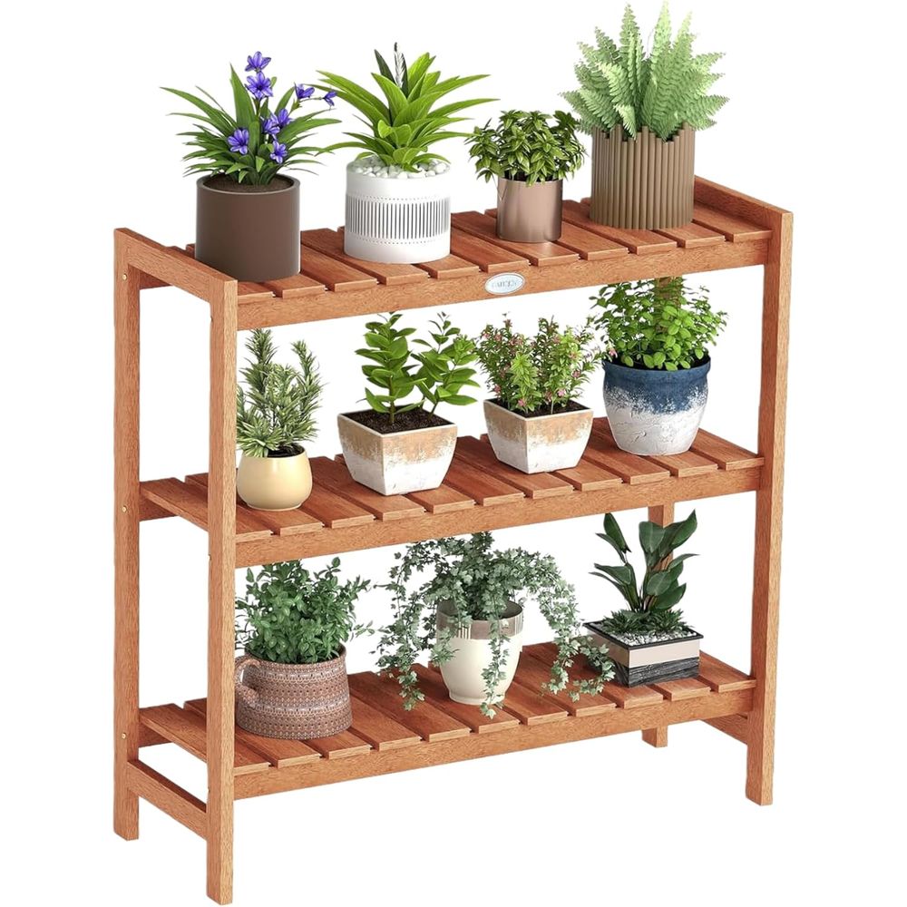 Tier Wooden Plant Stand Indoor Outdoor Multi Level Plant Shelf Rack