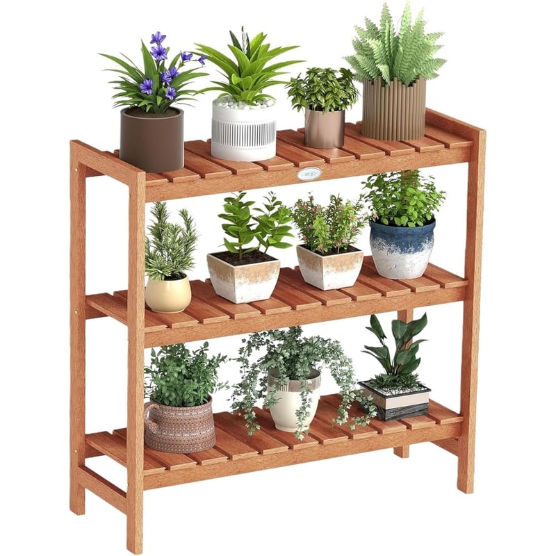 Tier Wooden Plant Stand Indoor Outdoor Multi Level Plant Shelf Rack