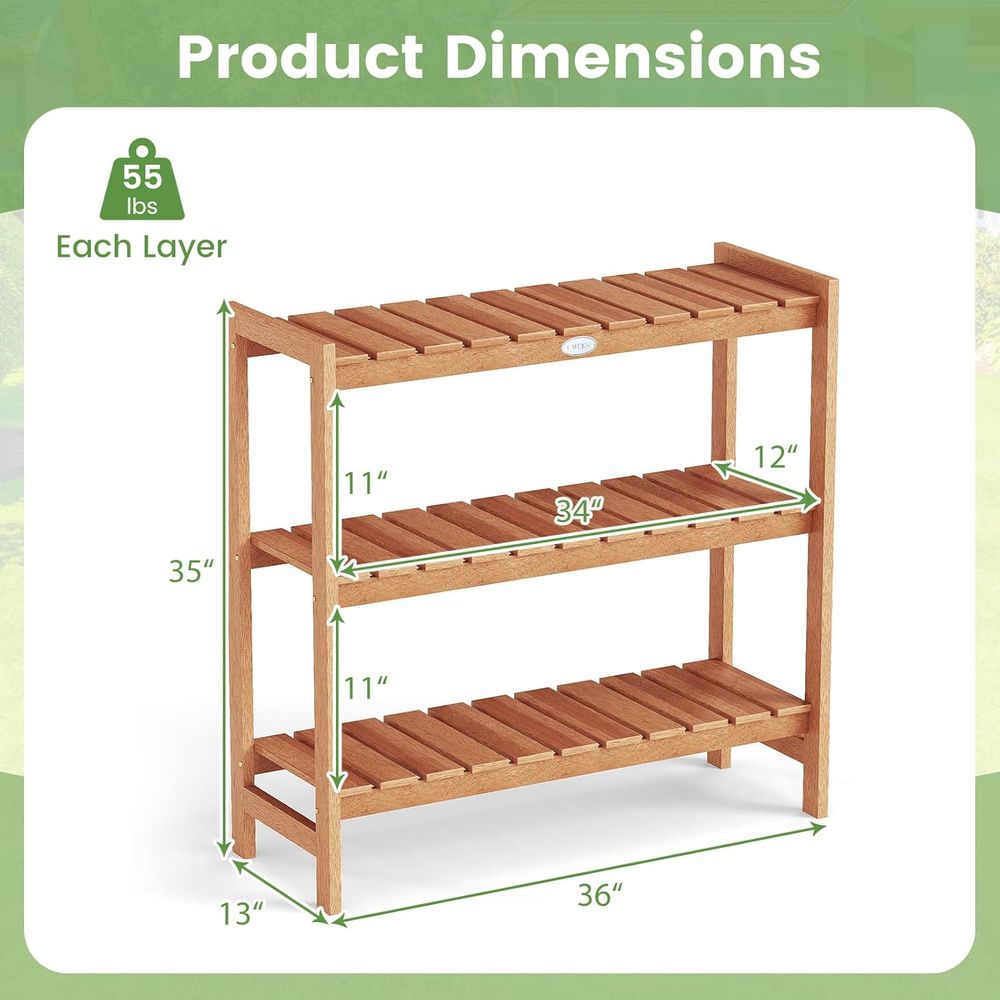 Tier Wooden Plant Stand Indoor Outdoor Multi Level Plant Shelf Rack