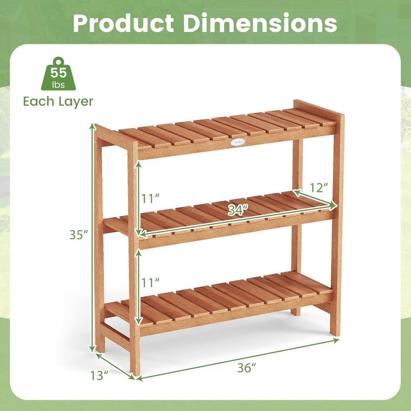 Tier Wooden Plant Stand Indoor Outdoor Multi Level Plant Shelf Rack