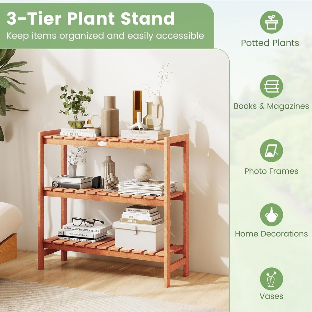 Tier Wooden Plant Stand Indoor Outdoor Multi Level Plant Shelf Rack
