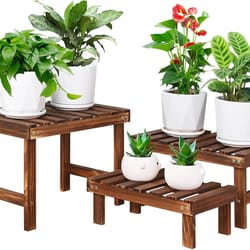 tier wooden plant stand indoor outdoor corner shelf for succulents and pots