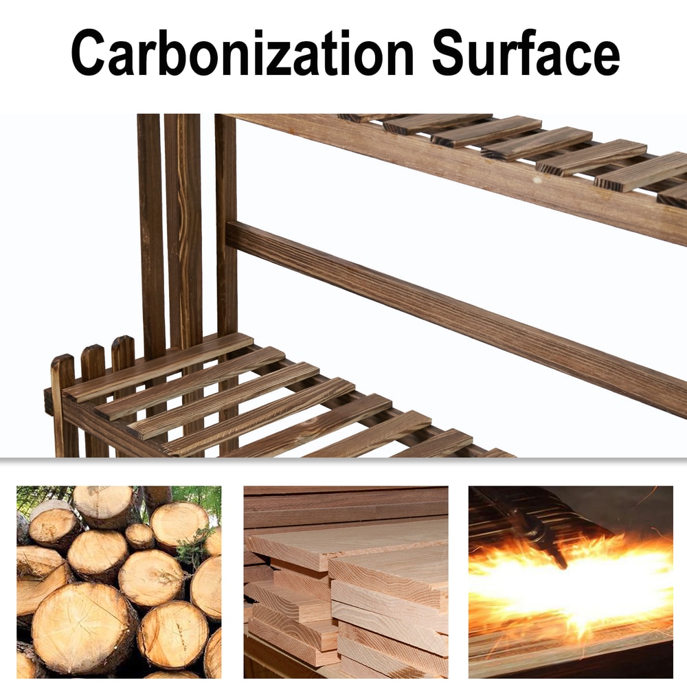 Heavy Duty Wooden Plant Stand Indoor Outdoor Multi Tier Hanging Planter Shelf