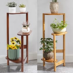 tier bamboo corner plant stand indoor flower shelf space saving display rack