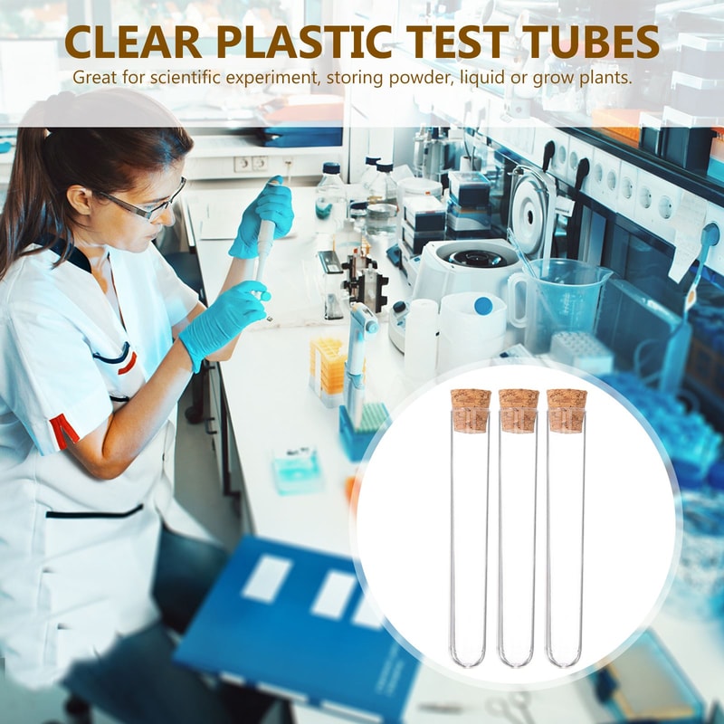 Clear Plastic Test Tubes with Cork for Crafts, Storage & Mini Terrarium Displays