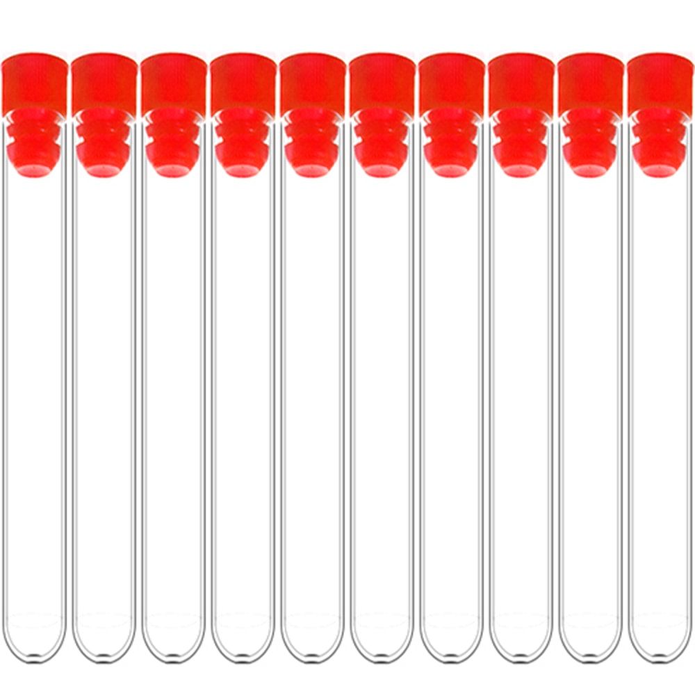 Clear Plastic Test Tubes Set with Secure Plug Lab Test Tube Set Pack