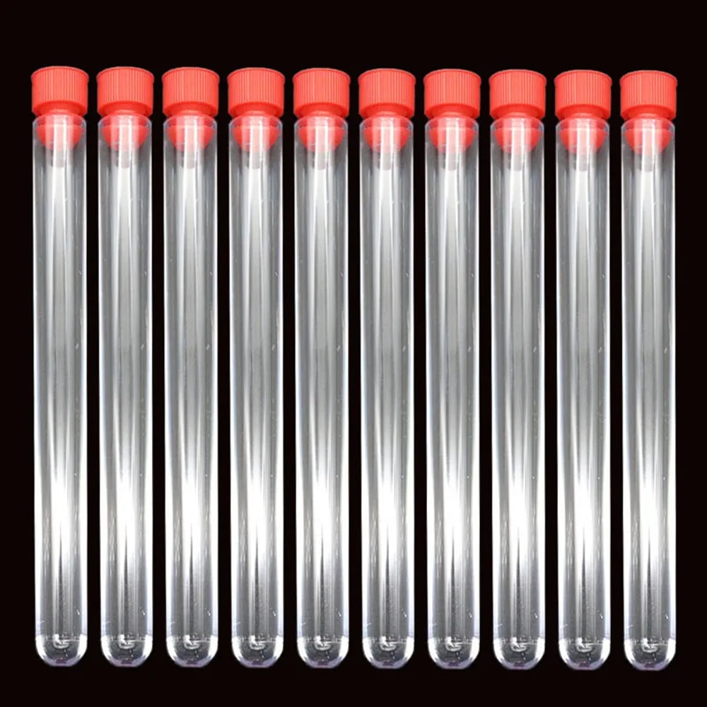 Clear Plastic Test Tubes Set with Secure Plug Lab Test Tube Set Pack