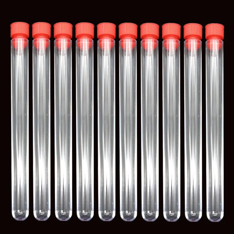 Clear Plastic Test Tubes Set with Secure Plug Lab Test Tube Set Pack