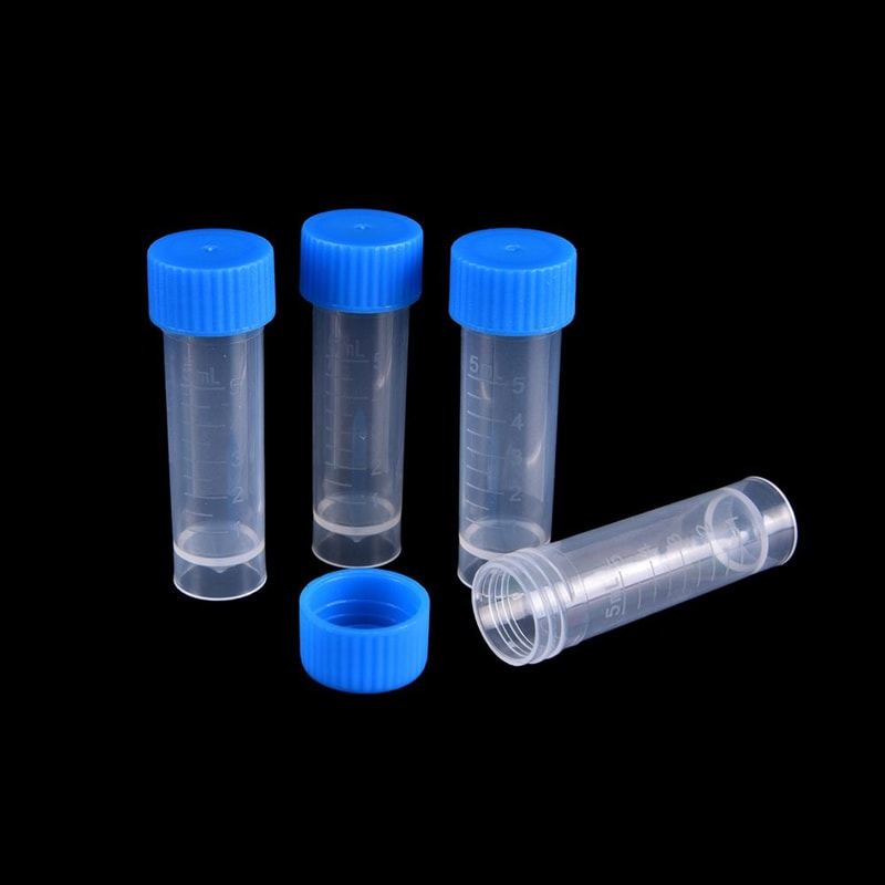 Portable Plastic Test Tubes Set with Caps 5ml Leakproof Lab Containers Pack