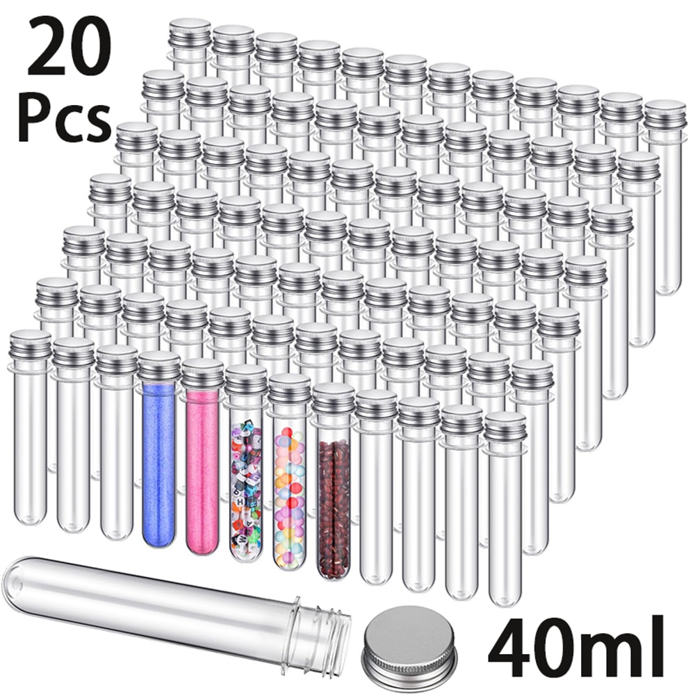 Clear Plastic Test Tubes with Caps Set Multi Purpose Storage Tubes for Candy, Spices & Crafts