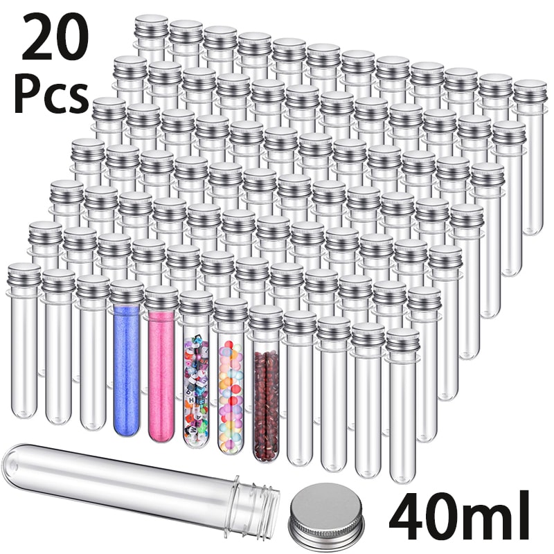 Clear Plastic Test Tubes with Caps Set Multi Purpose Storage Tubes for Candy, Spices & Crafts