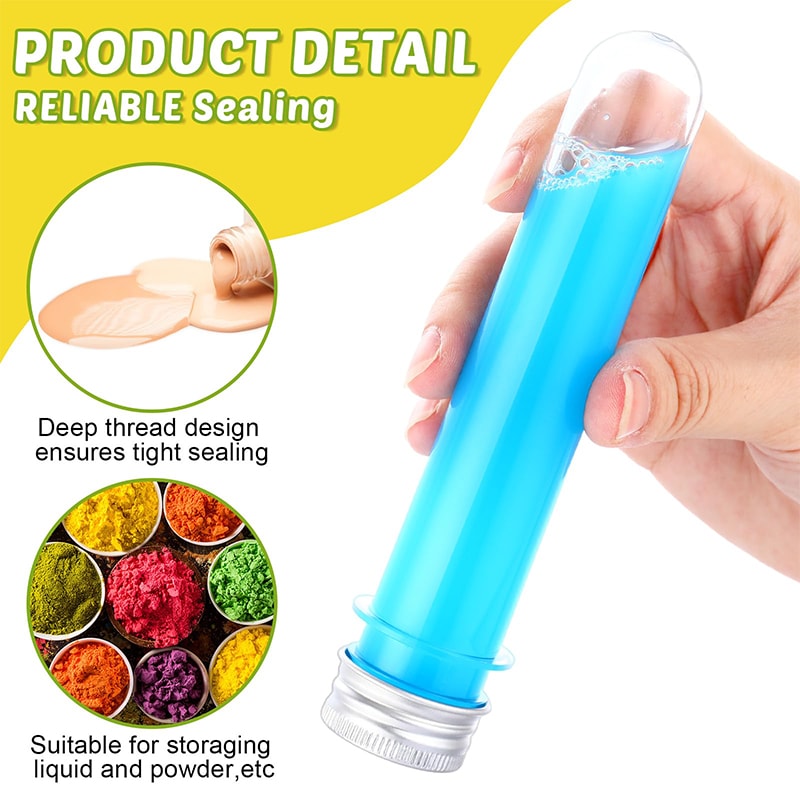 Clear Plastic Test Tubes with Caps Set Multi Purpose Storage Tubes for Candy, Spices & Crafts