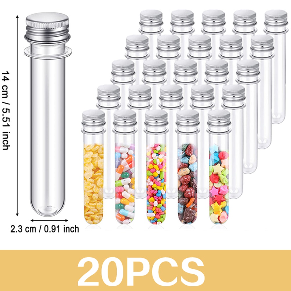 Clear Test Tubes With Caps Plastic Storage Tubes For Crafts Candy Spices 1