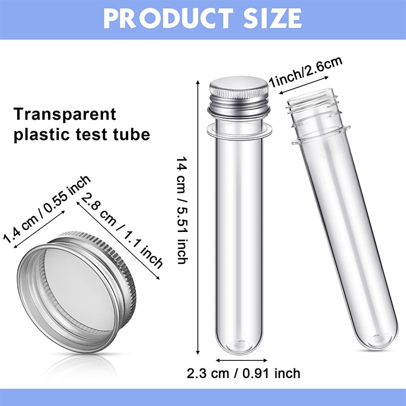 Clear Test Tubes With Caps Plastic Storage Tubes For Crafts Candy Spices 5