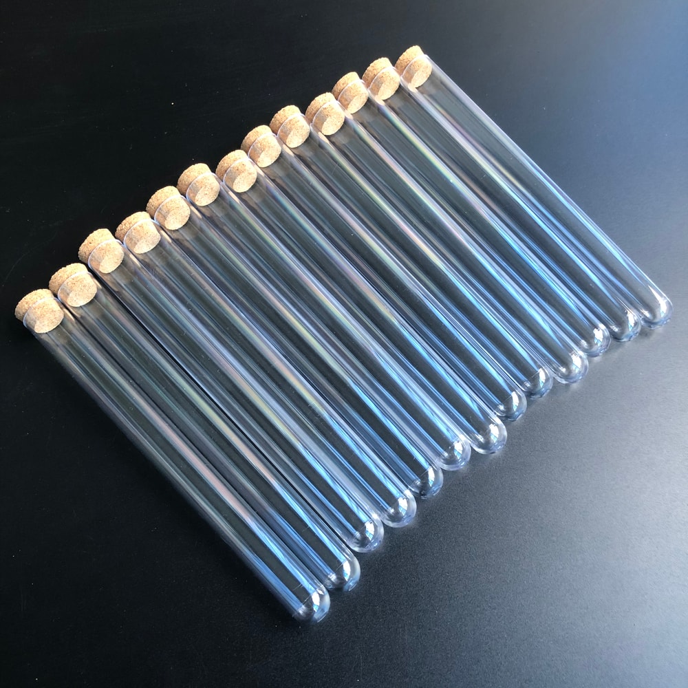 Clear Plastic Test Tubes with Corks for Crafts, Lab Use & Wedding Favor Displays