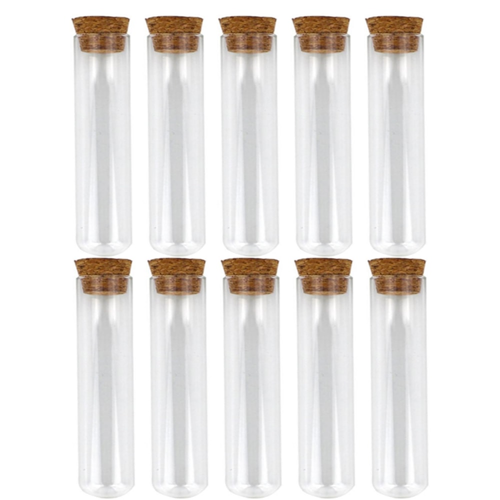 Clear Plastic Test Tubes with Cork Lab Storage Wedding Favor Vials