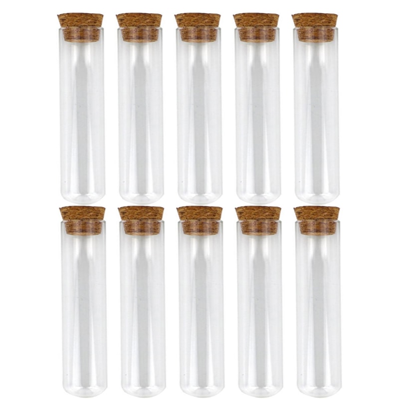 Clear Plastic Test Tubes with Cork Lab Storage Wedding Favor Vials