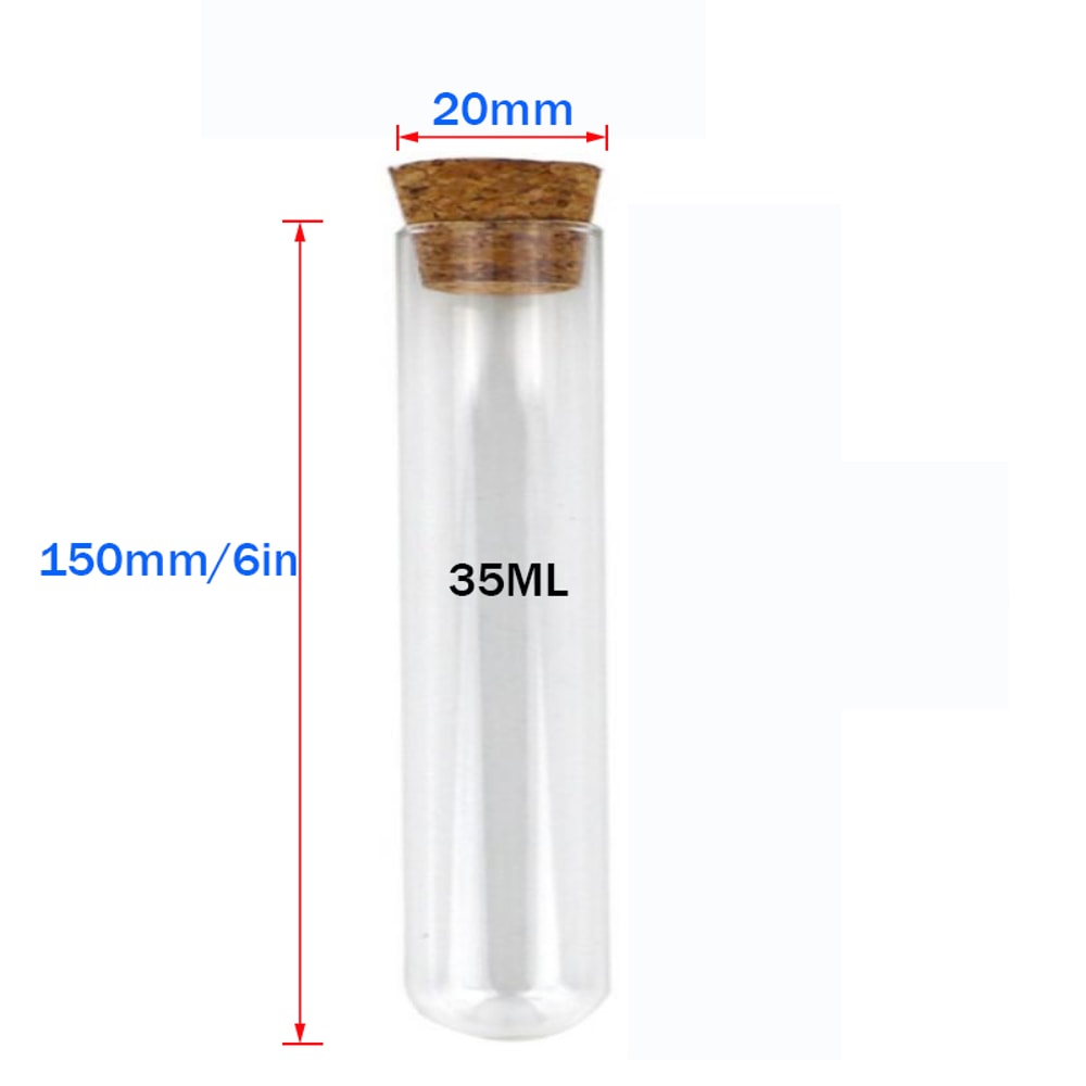 Clear Plastic Test Tubes with Cork Lab Storage Wedding Favor Vials