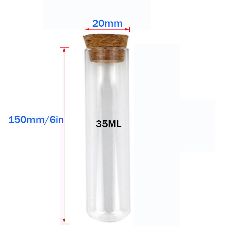 Clear Plastic Test Tubes with Cork Lab Storage Wedding Favor Vials