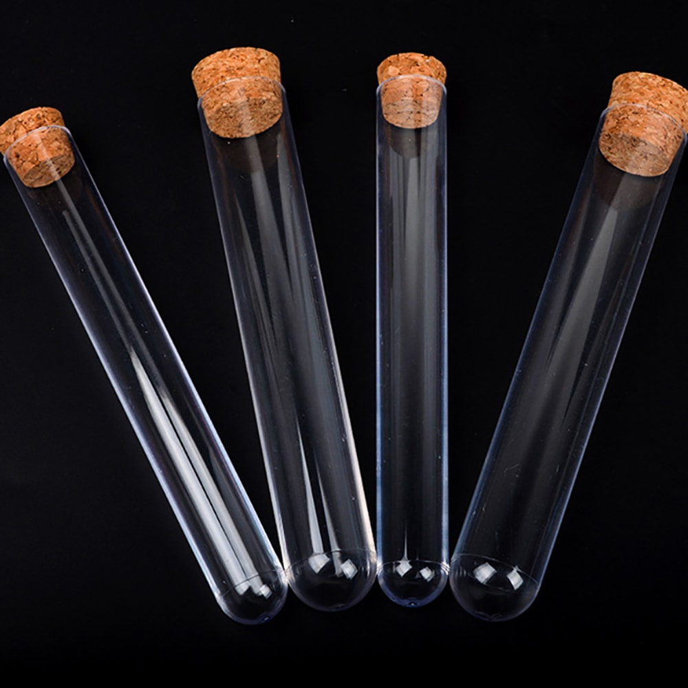 Clear Plastic Test Tubes with Cork Lab Storage Wedding Favor Vials