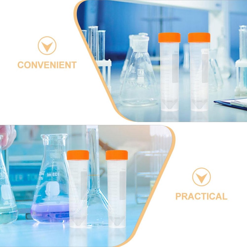 Plastic Centrifuge Test Tubes with Screw Caps Lab Sample Storage Set