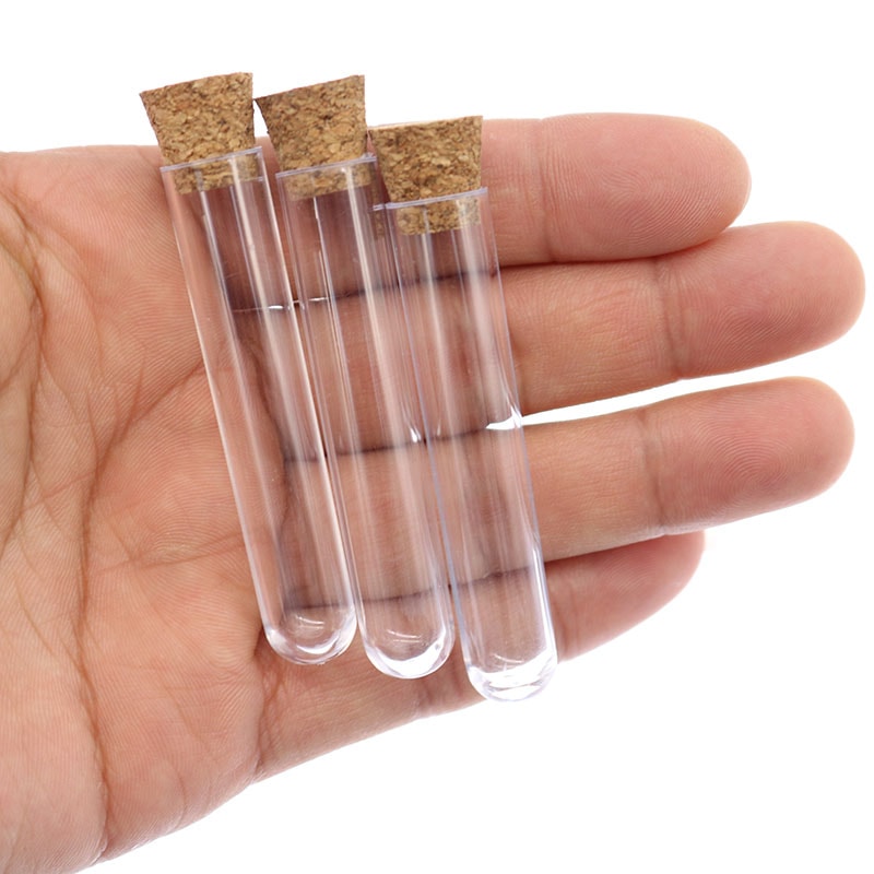 Clear Plastic Test Tubes with Caps Set Transparent Test Tube Vials for Lab, Crafts & Storage
