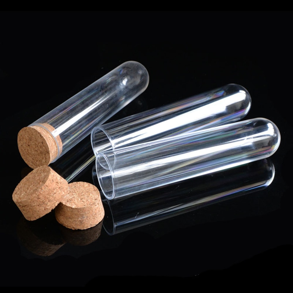 Clear Plastic Test Tubes with Caps Set Transparent Test Tube Vials for Lab, Crafts & Storage