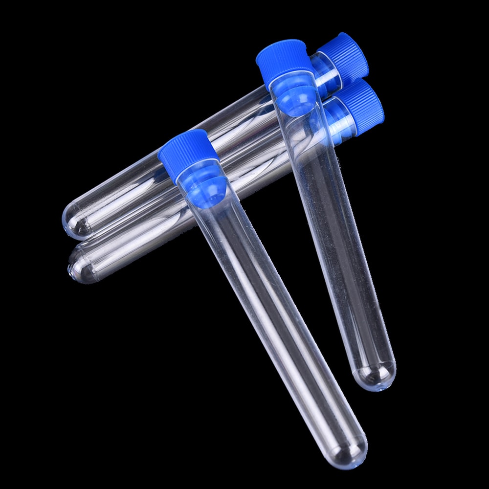 Piece Clear Plastic Test Tubes with Secure Caps for Lab Storage & Experiments