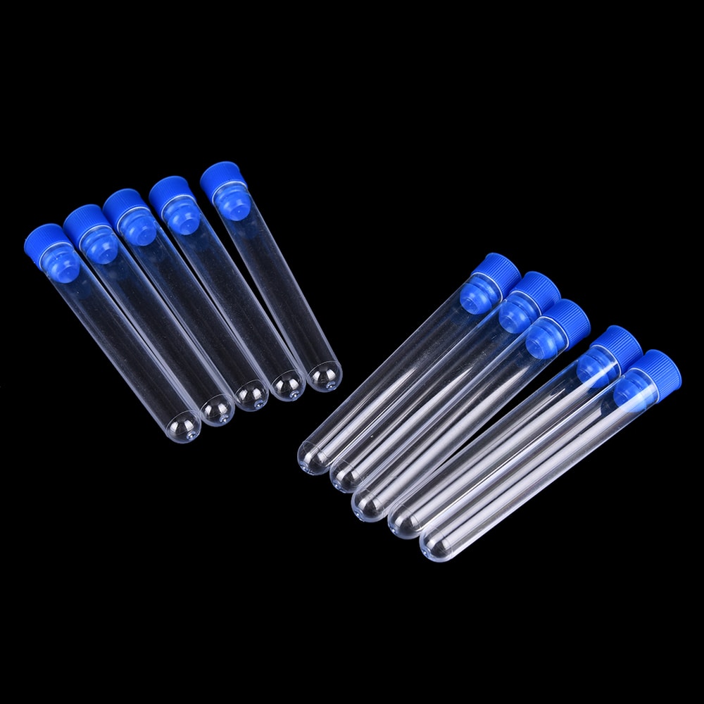 Piece Clear Plastic Test Tubes with Secure Caps for Lab Storage & Experiments