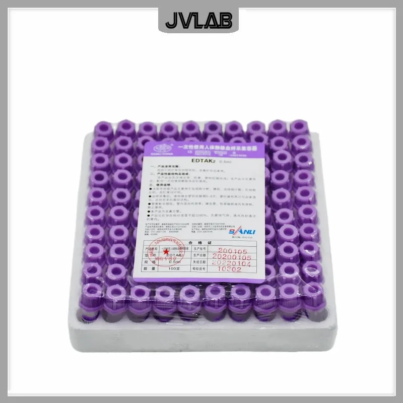 Micro Blood Collection Tubes Sterile Purple Cap Anticoagulant Vials Pack