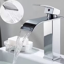 black stainless steel waterfall faucet hot & cold basin mixer tap