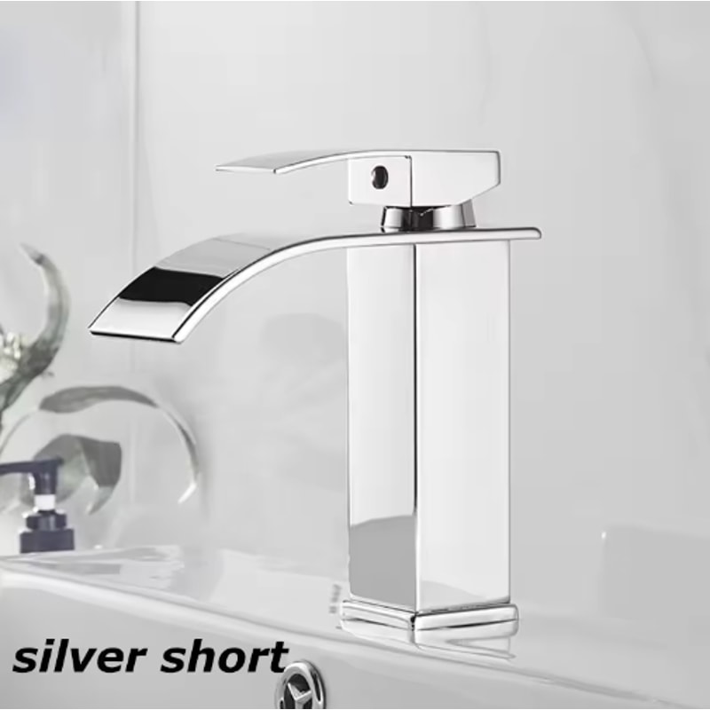 Black Stainless Steel Waterfall Faucet Hot Cold Basin Mixer Tap 6