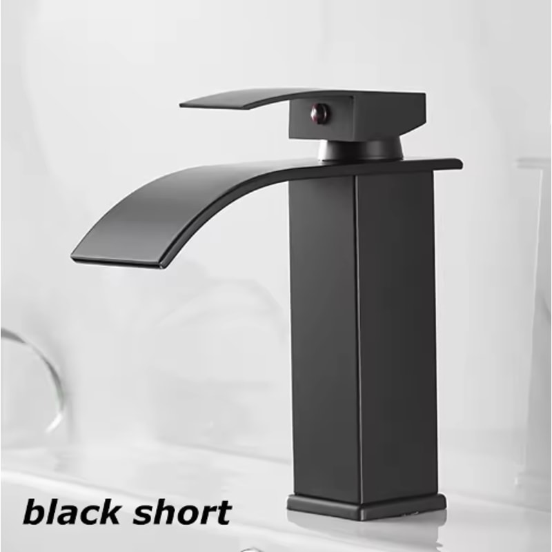 Black Stainless Steel Waterfall Faucet Hot Cold Basin Mixer Tap 7