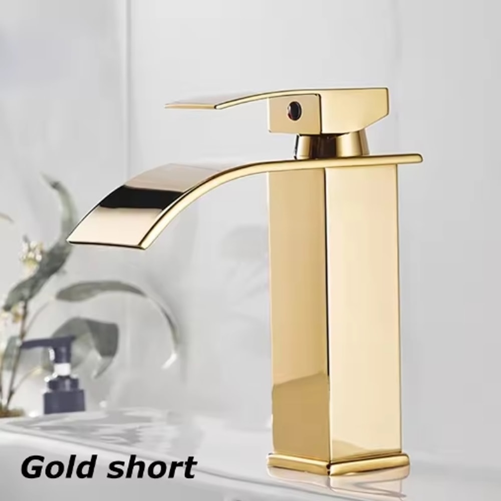 Black Stainless Steel Waterfall Faucet Hot Cold Basin Mixer Tap 8