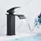 Black Waterfall Bathroom Faucet Single Hole Vessel Sink Mixer Tap Hot And Cold 0
