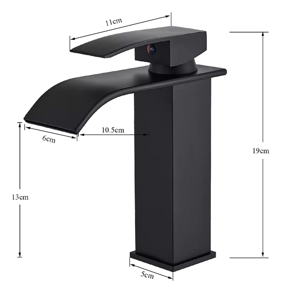 Black Waterfall Bathroom Faucet Single Hole Vessel Sink Mixer Tap Hot And Cold 1