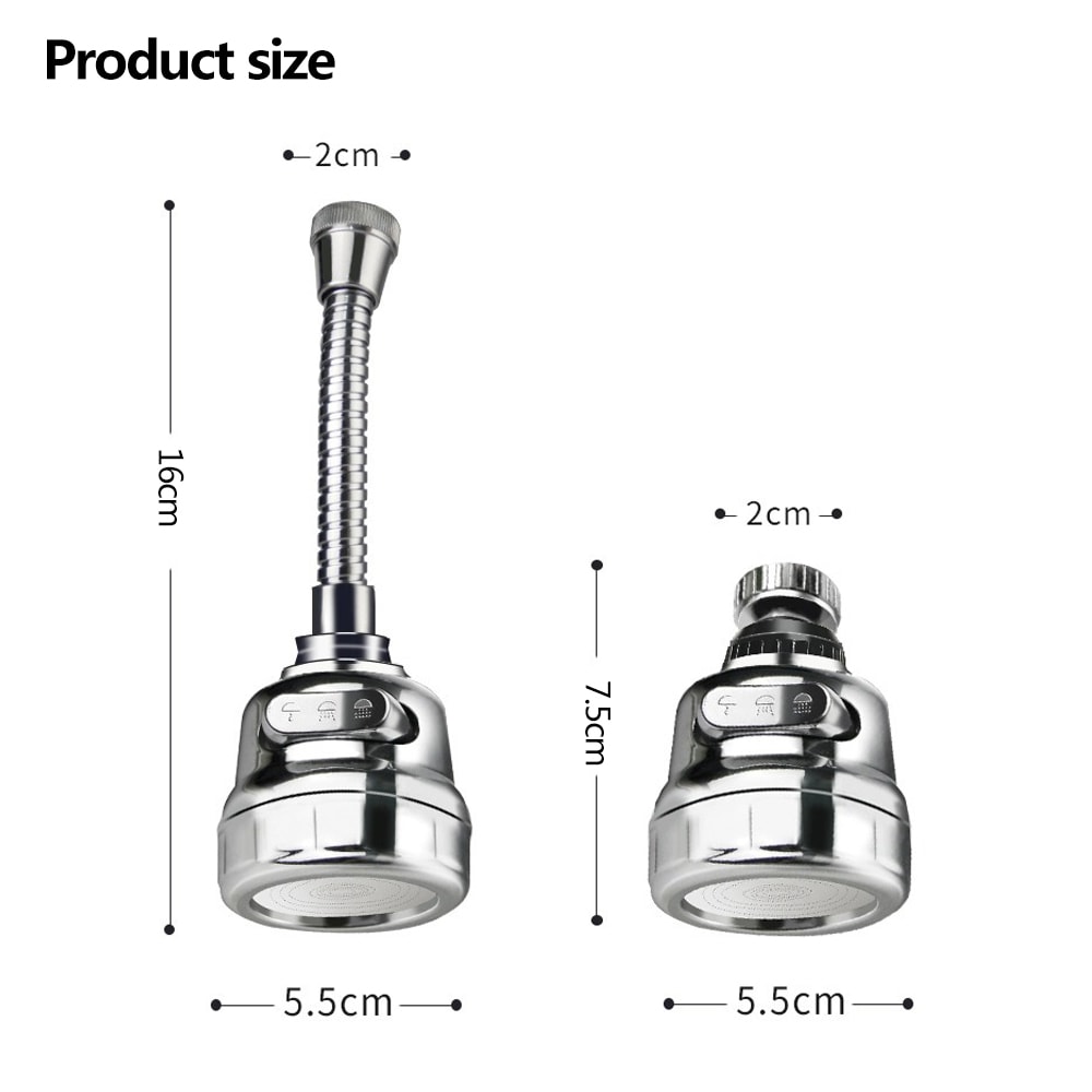 Swivel Faucet Aerator Dual Mode Sprayer Water Saving Kitchen Tap Attachment