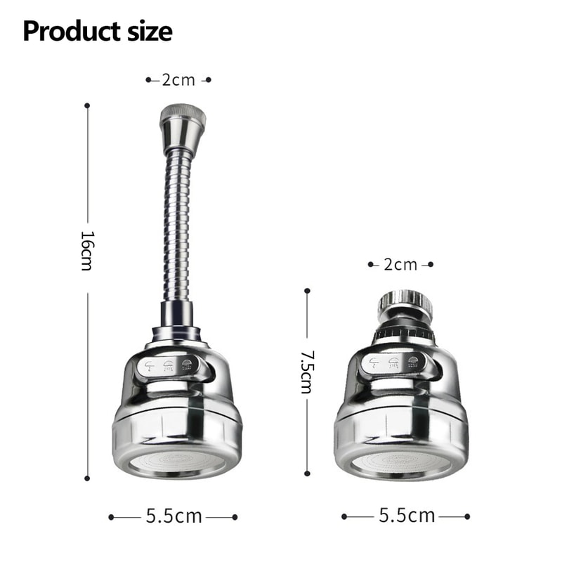 Swivel Faucet Aerator Dual Mode Sprayer Water Saving Kitchen Tap Attachment