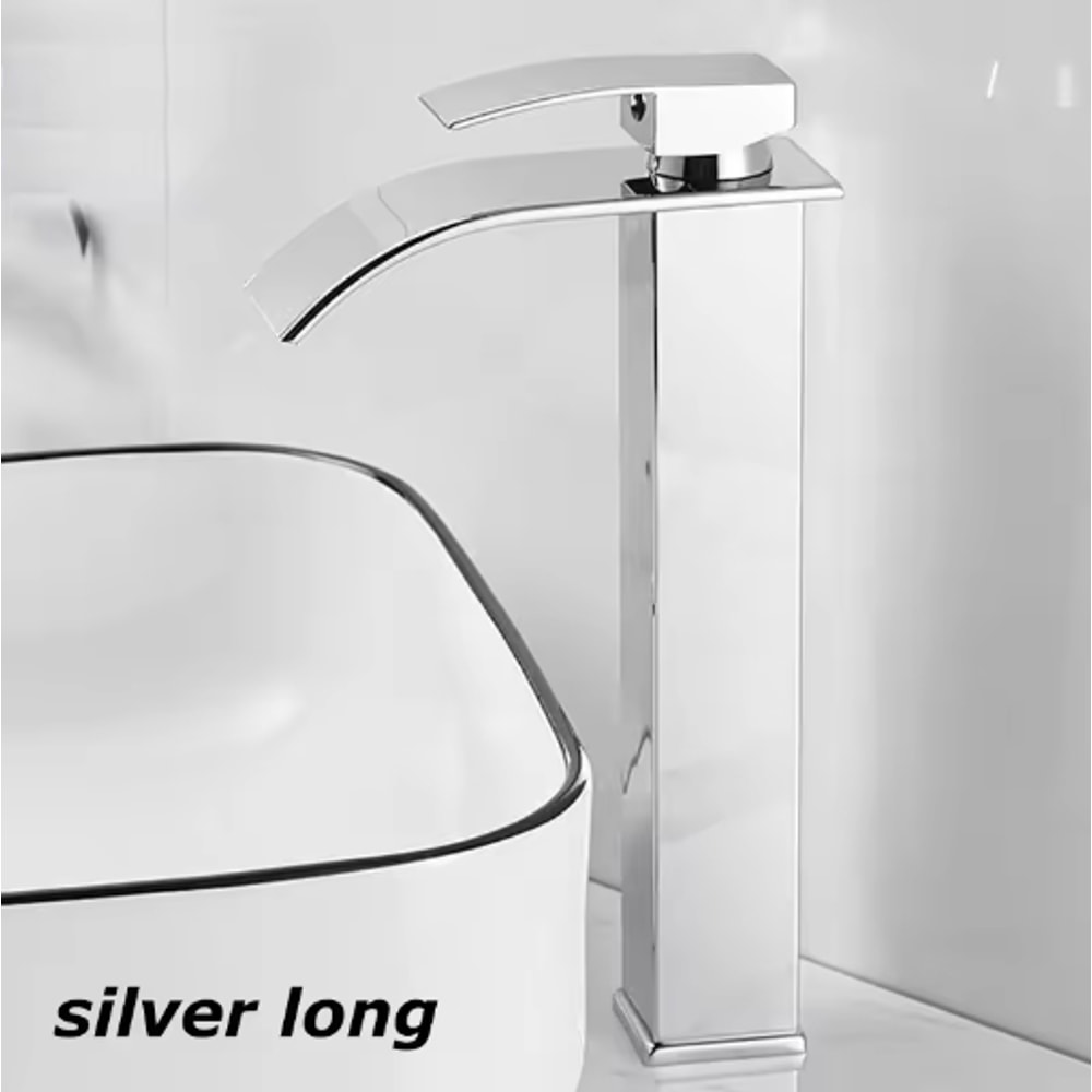 Waterfall Bathroom Faucet Black Stainless Steel Sink Mixer Hot And Cold Basin Tap 7